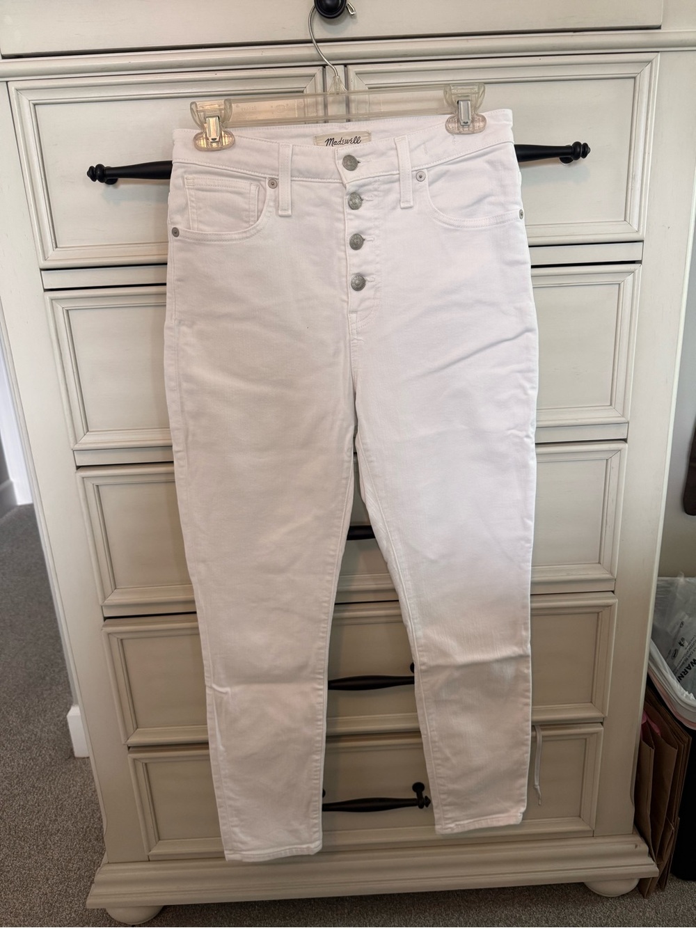 Madewell White High-Rise Button-Fly Skinny Jeans